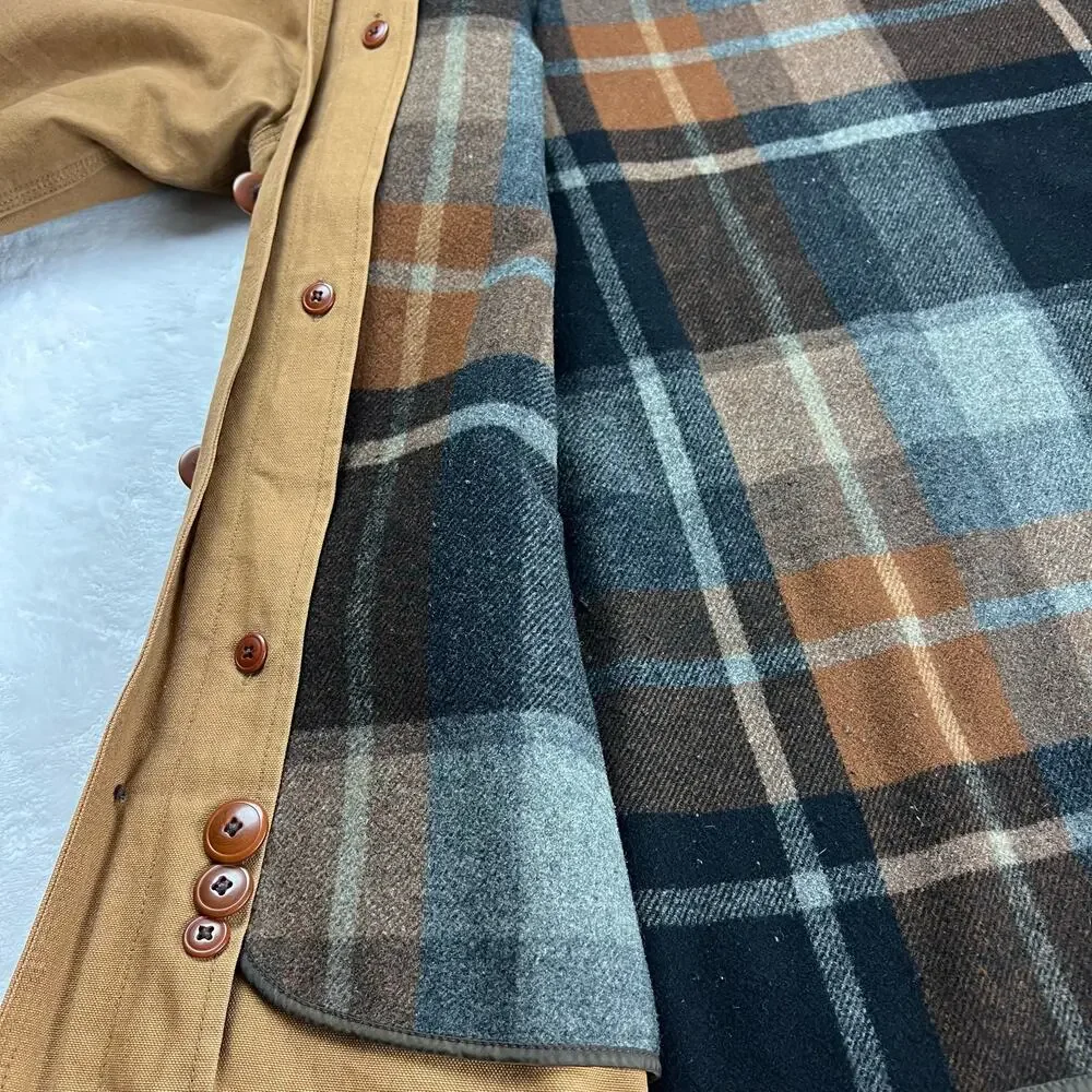 J.Crew Brown Chore Coat Jacket Men's size Small Removable Wool Liner Button up